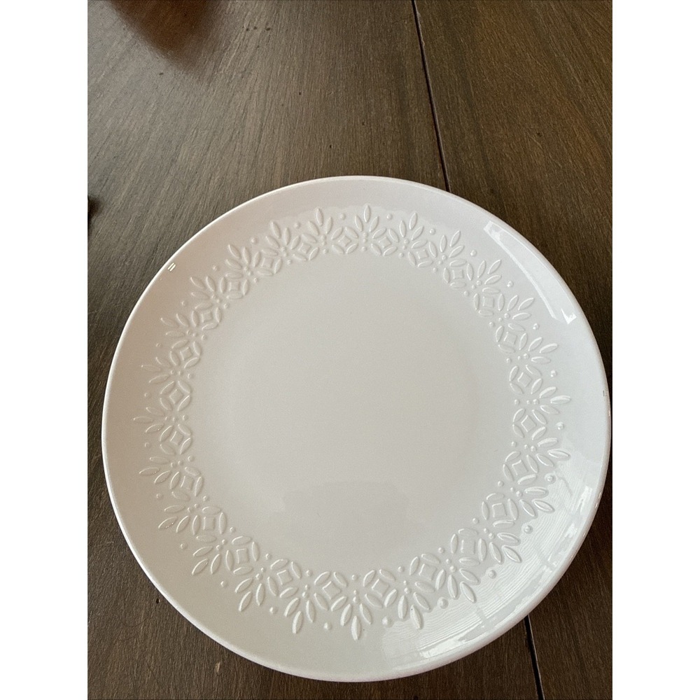 Corning White Embossed 6.75 Inch Bread Plates Pyroceram Set of 2